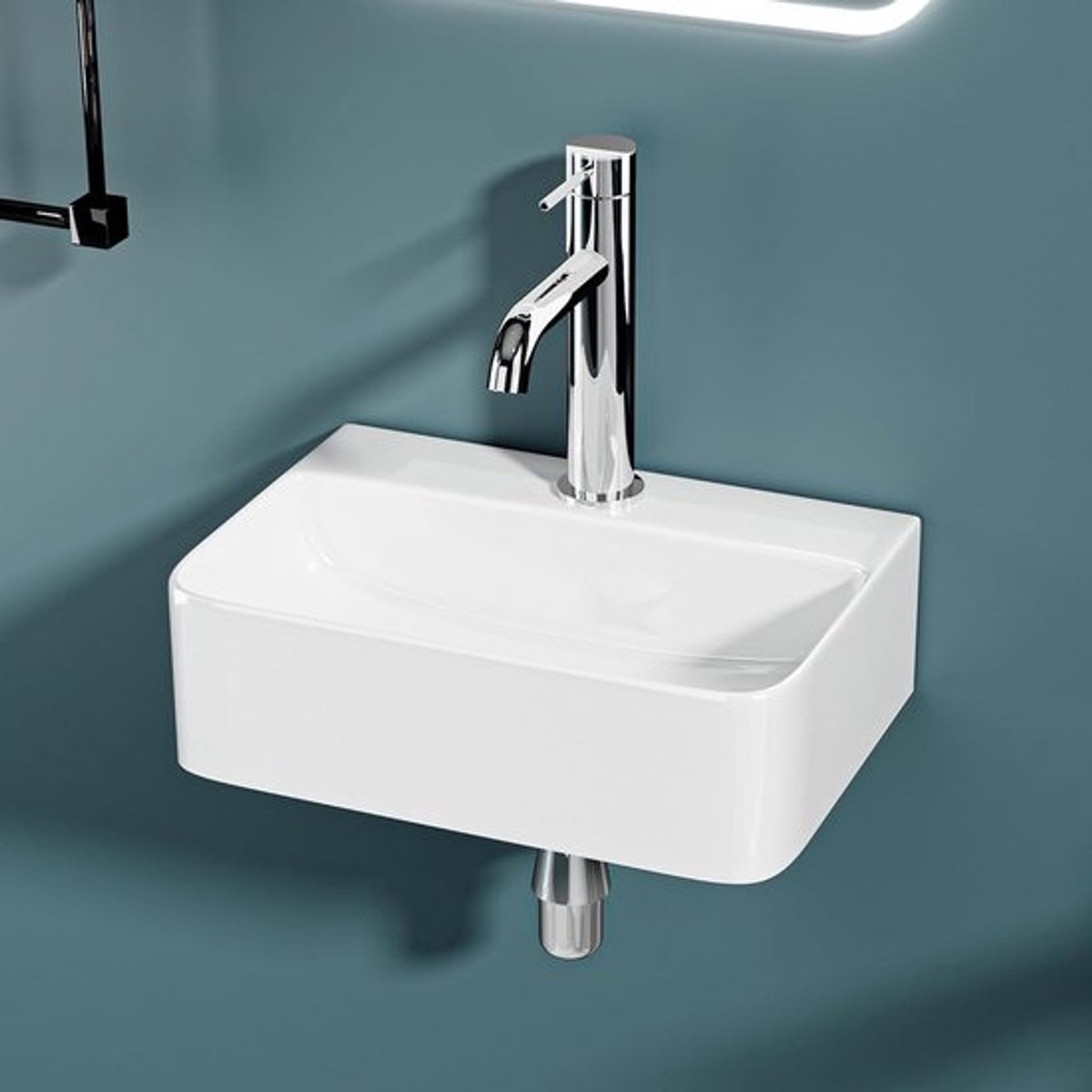 Compacte Keramische Wastafel Wit Glanzend voor Kleine Ruimtes en Toiletten