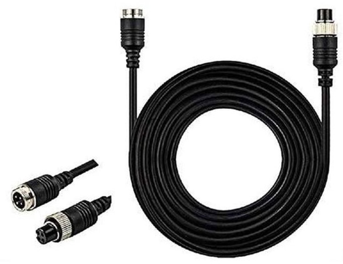 15m 4-pins Luchtvaart Verlengkabels voor Achteruitrijcamera - Waterdicht voor Auto, Camper, Vrachtwagen