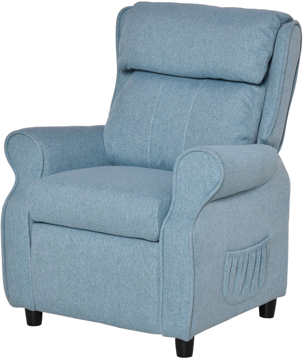 Kinderbank - kinderfauteuil met voetensteun - armleuningen - verstelbare rugleuning - relaxfauteuil - kinderbank - stoel - slaapbank - kinderbank voor jongens en meisjes van 3 - 5 jaar - blauw