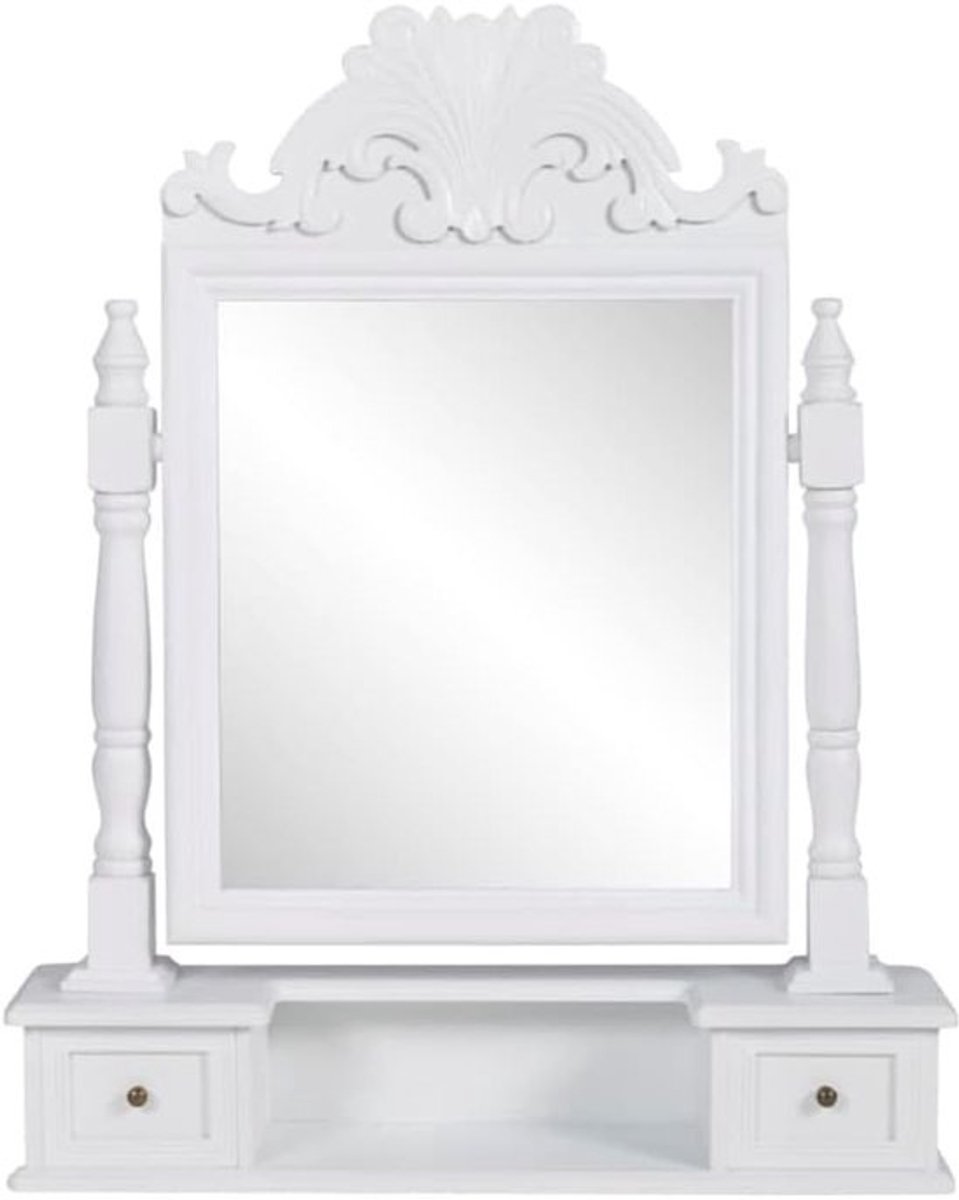 Kaptafel met Spiegel - Make-up Tafel - Snel Klaarmaken - Verstelbare Spiegel - 100x100x100 cm - Wit