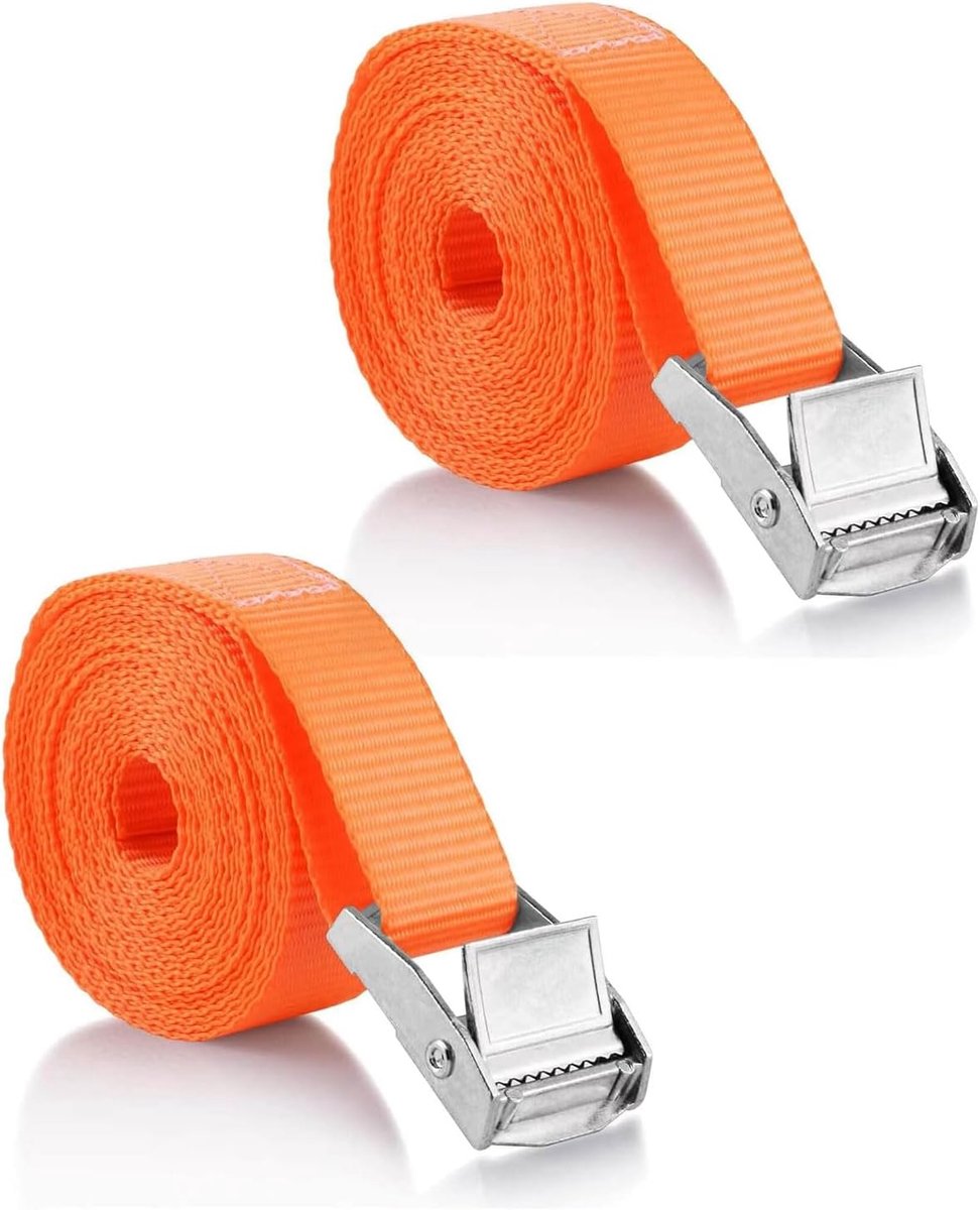 4 stuks 2M spanband, ratelband met gesp van zinklegering voor het vastzetten van motorfietsen/auto's/fietsendragers/bagage/verhuizingen