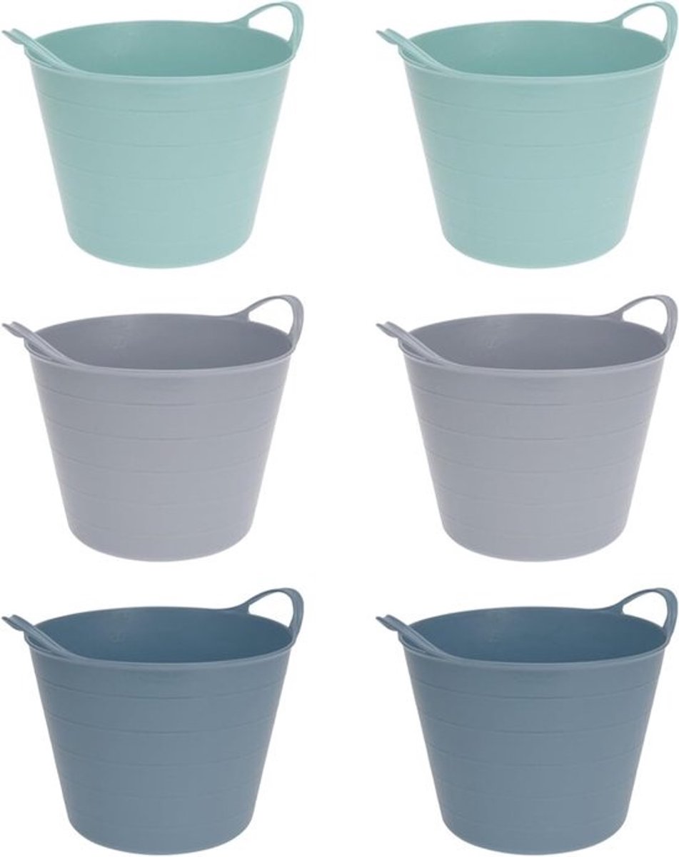 Set van 6 Flexibele Kunststof Opbergmanden 7L met Handgrepen