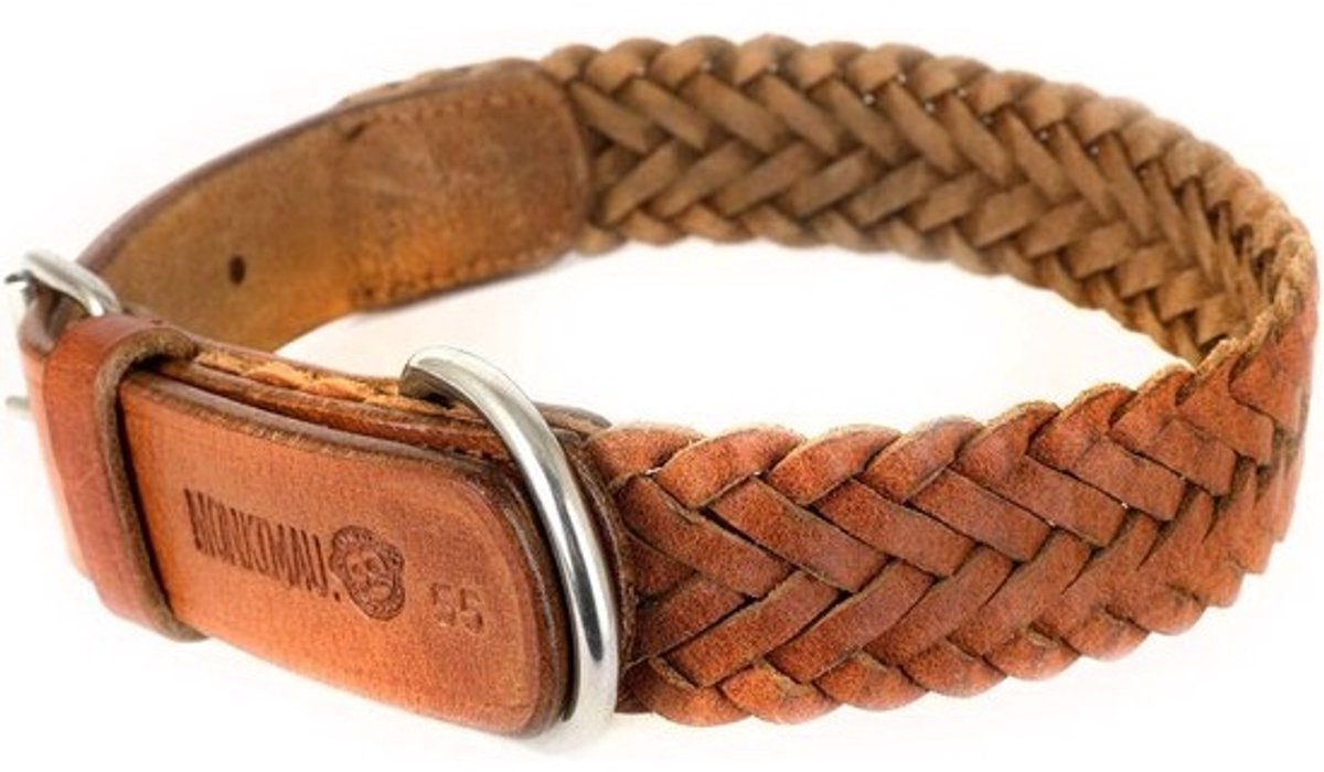 Gevlochten Halsband voor Hond van Echt Leer, Verstelbaar en Duurzaam