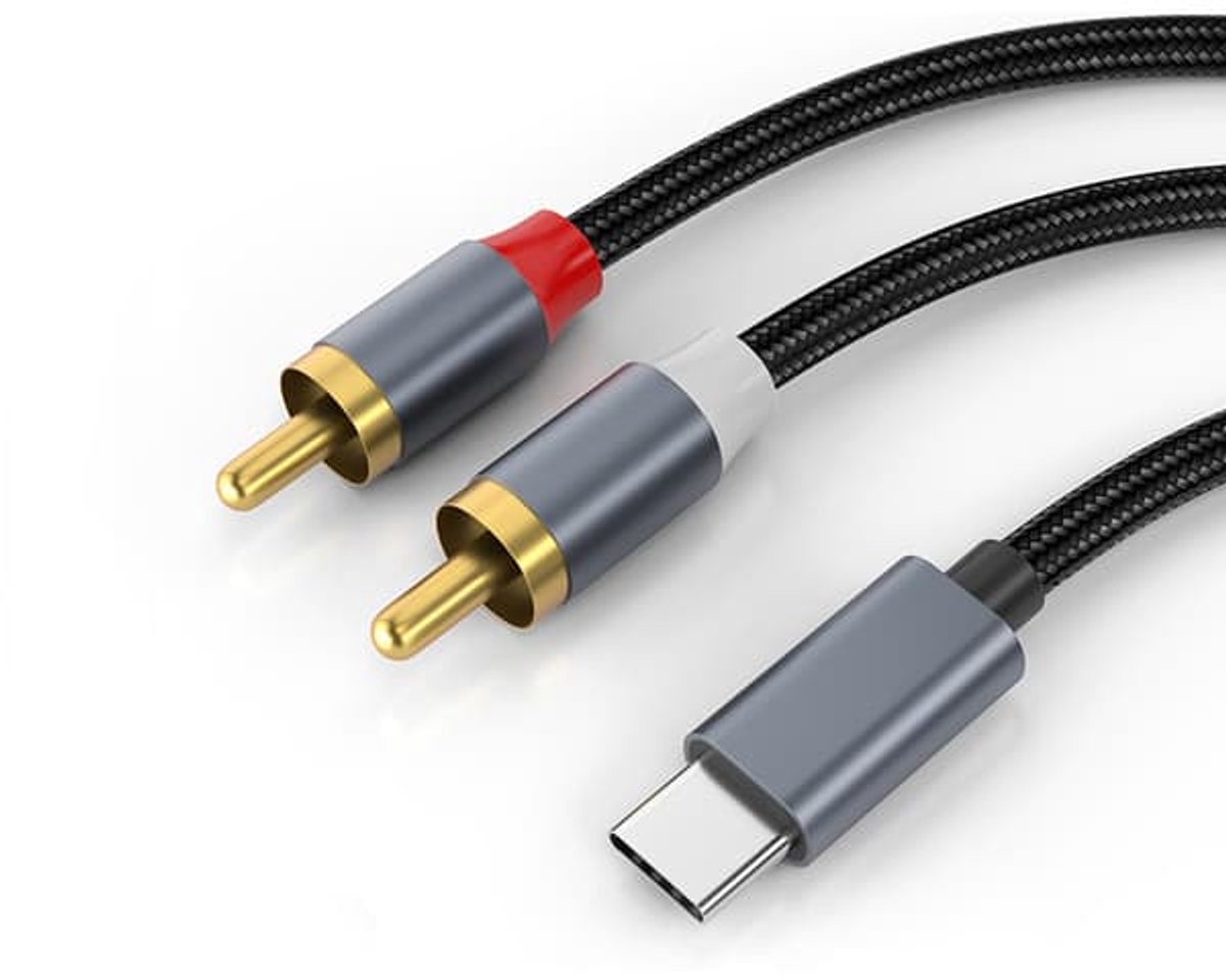 Type-C naar RCA-adapter, 1,2 Geschikt voorer lossless audiokabel Geschikt voor mobiele telefoons, computers en luidsprekers.