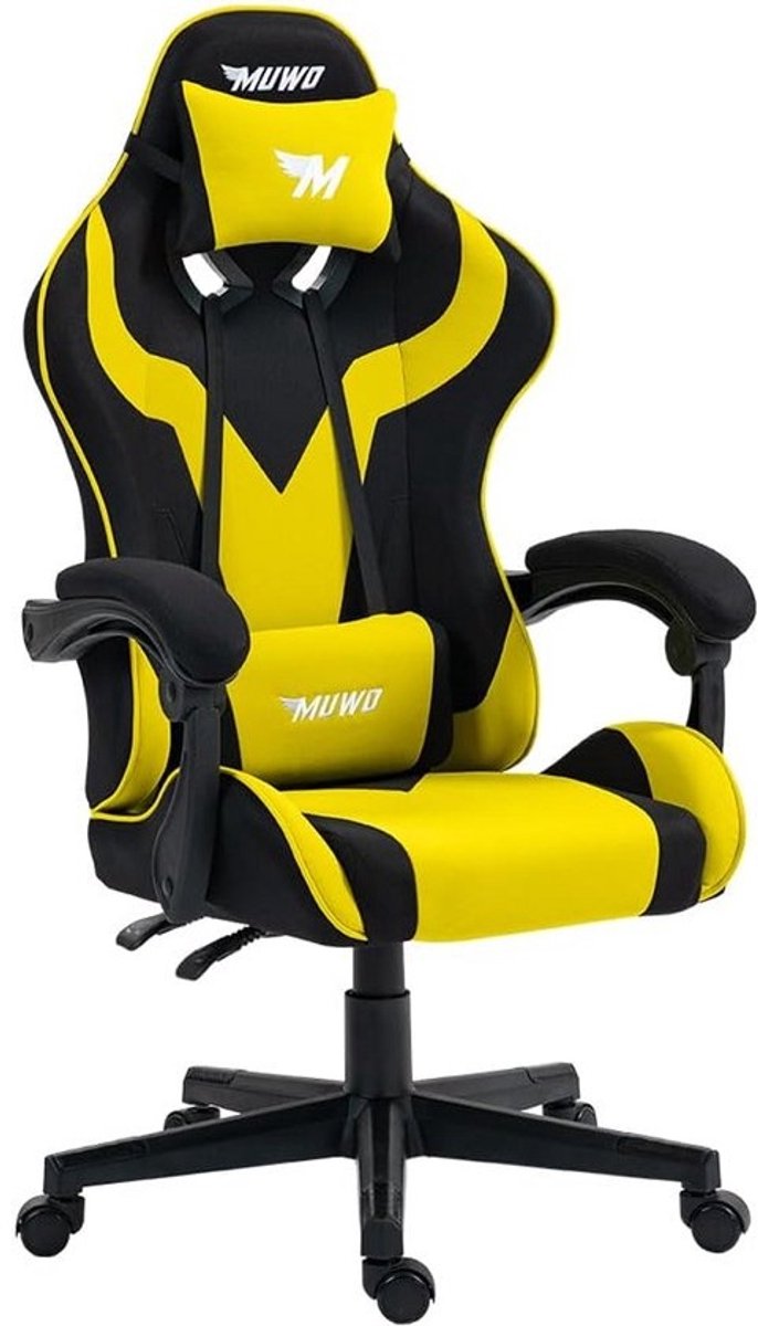 Ergonomische Gaming Stoel met Verstelbare Hoogte en Rugleuning - Geel