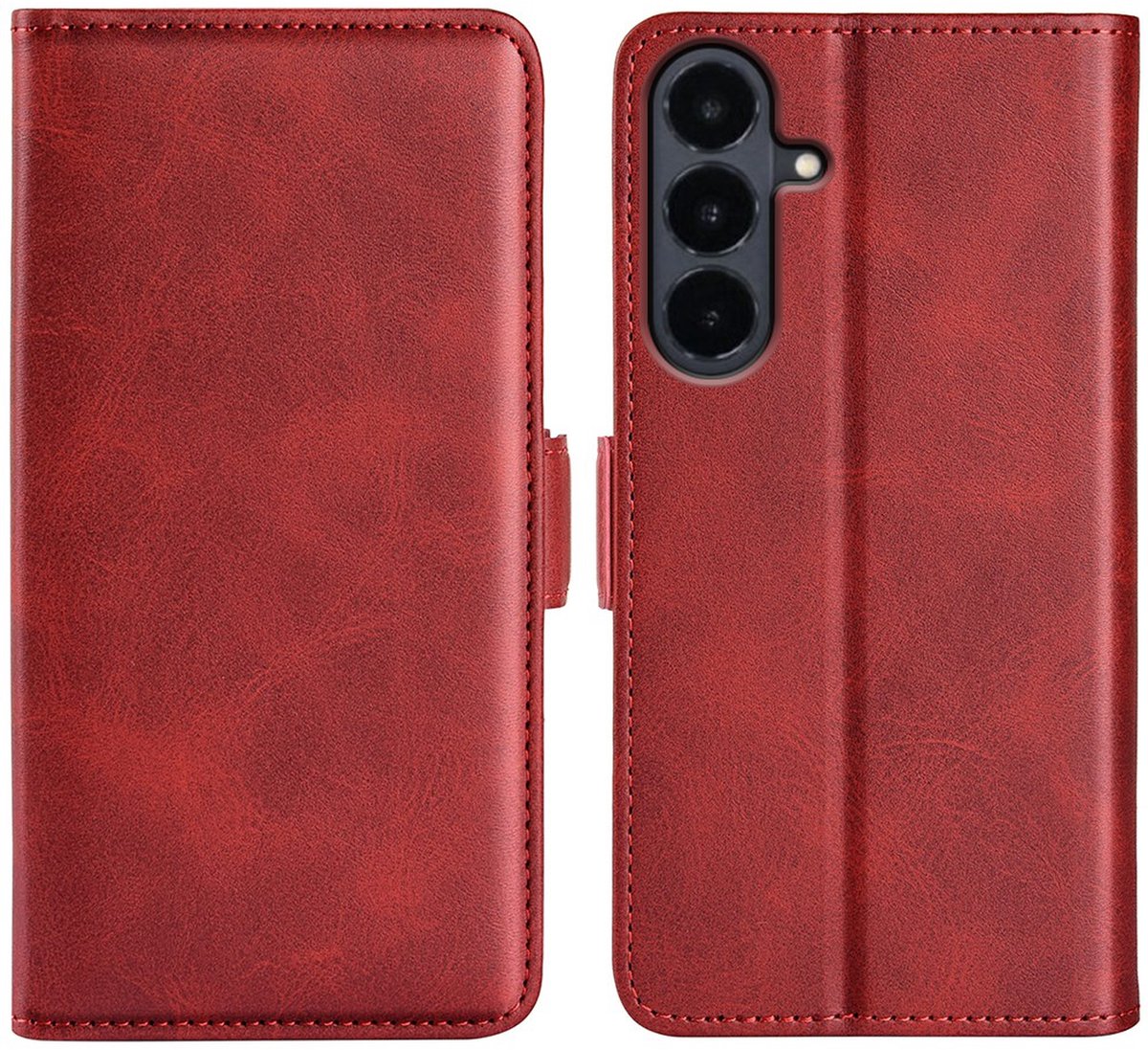 MobyDefend Hoesje - Geschikt voor Samsung Galaxy S26 FE - Luxe Wallet Book Case (Sluiting Zijkant) - Rood