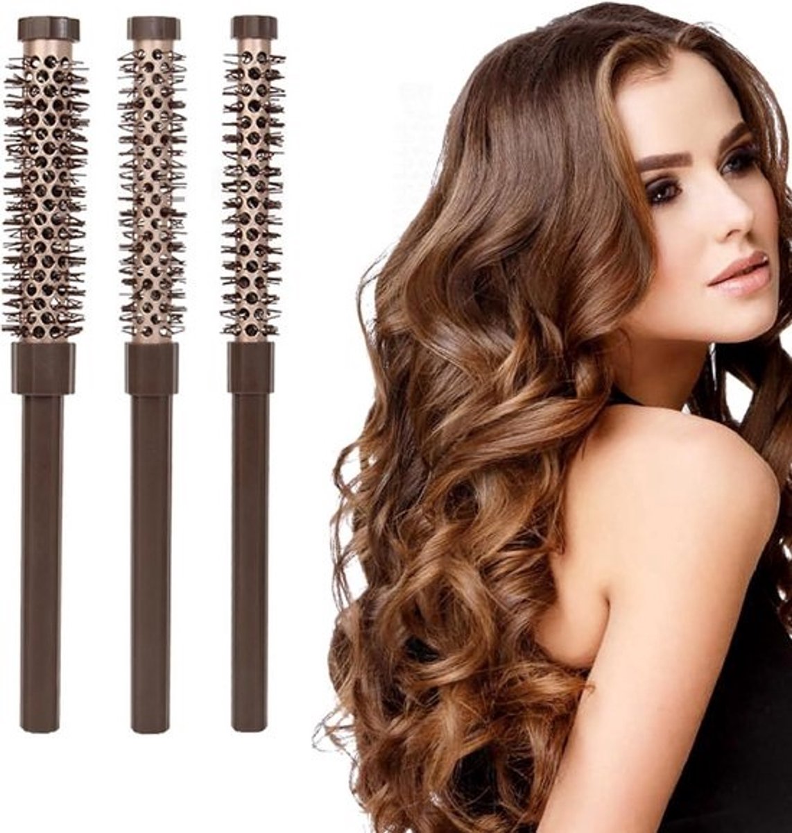 Set van 3 Ronde F"{o}hnborstels voor Volume en Styling van Kort tot Middellang Haar