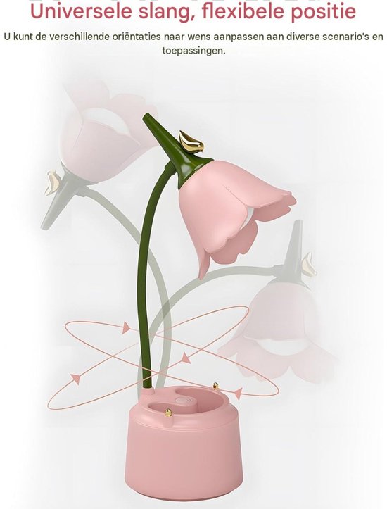 SSTRWGOOD Kinderbureaulamp met pennenhouder - Dimbaar LED-nachtlampje - 3 kleurtemperaturen - 360° draaibare arm - Oplaadbare lees- en studielamp - Roze — afbeelding 3