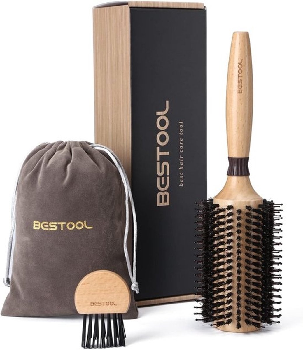 Ronde blow-out borstel met varkensharen en nylon pinnen voor lang en middellang haar