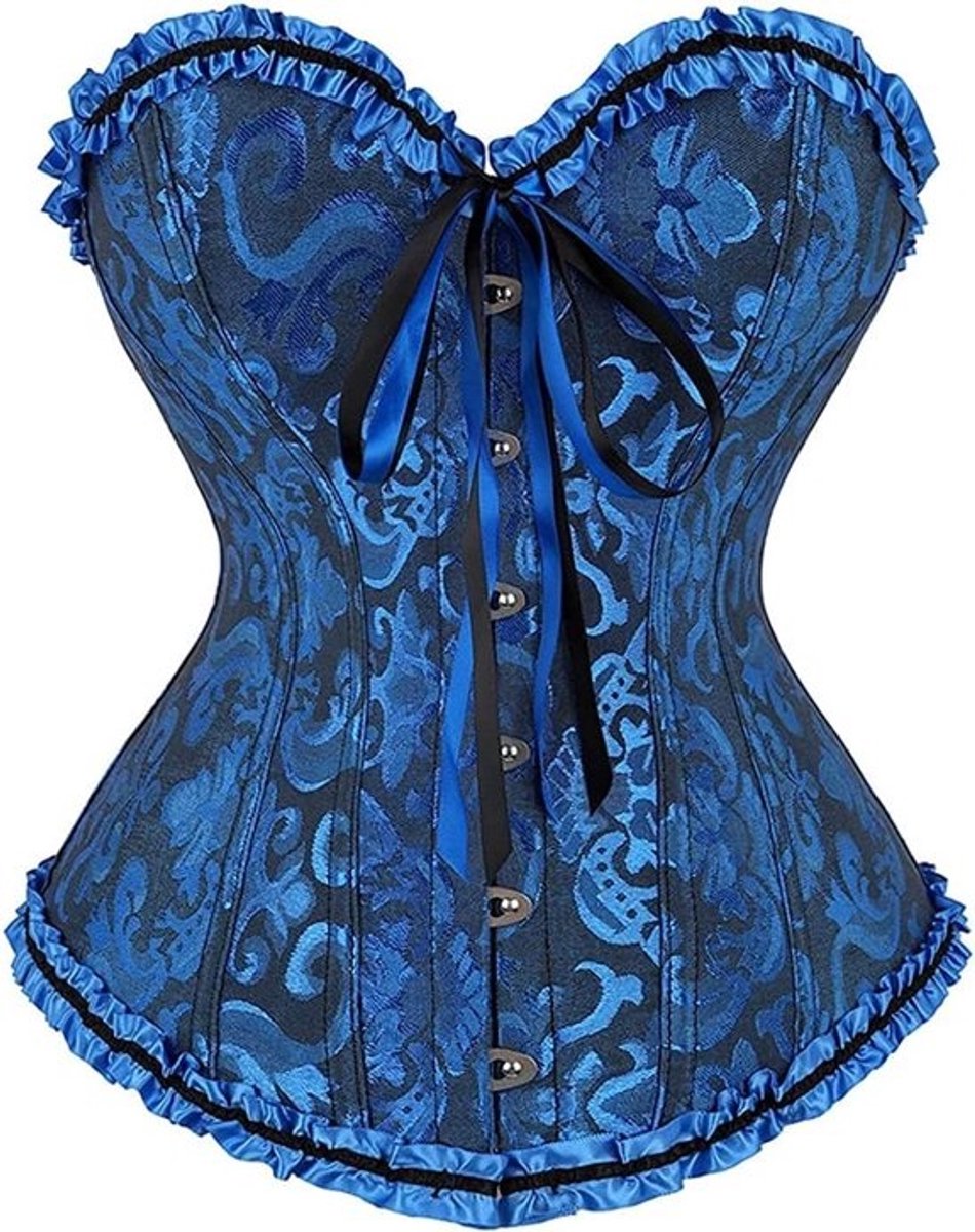Zwart/Rood Gotisch Korset voor Dames met BeugelBH en String – Vintage Bustier met Vetersluiting