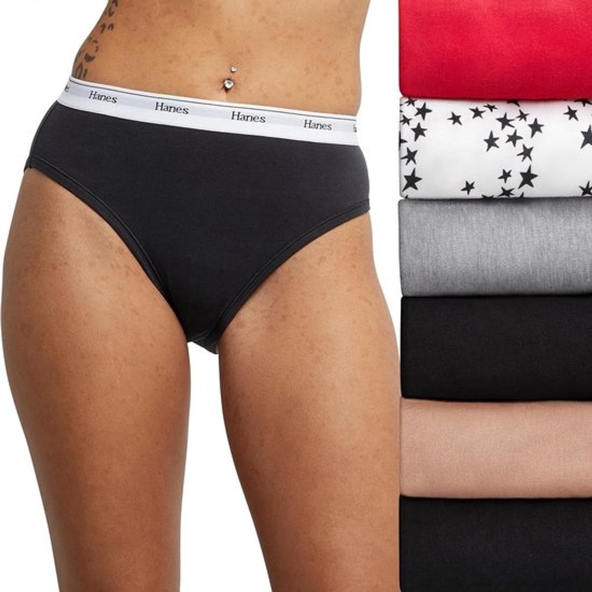 Dameshipster Ondergoed Katoen Stretch Hoog Model Multipack Basis Kleuren Maat L