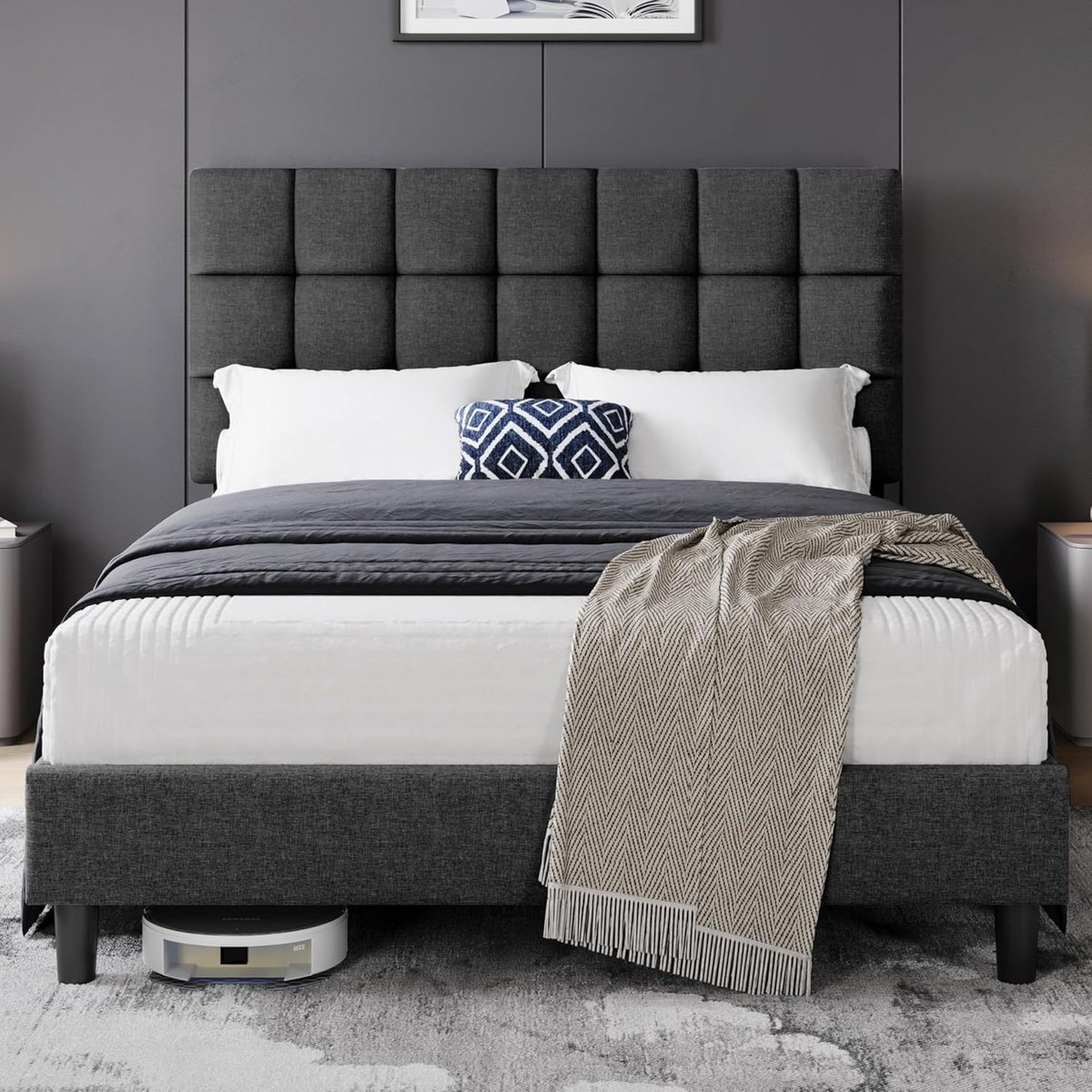 Industrohome Opgemaakt Bedframe 140x200 cm - Hoogteverstelbare Hoofdeinde & Stevig Lattenbodem