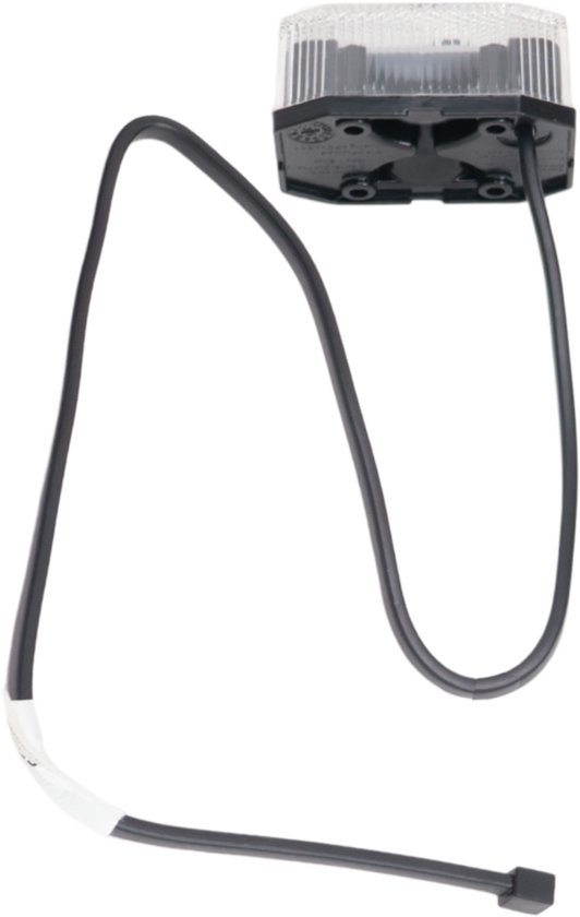 Transparante kap met witte LED's en zwarte kabel, 50 cm platte kabel met DC-connector.