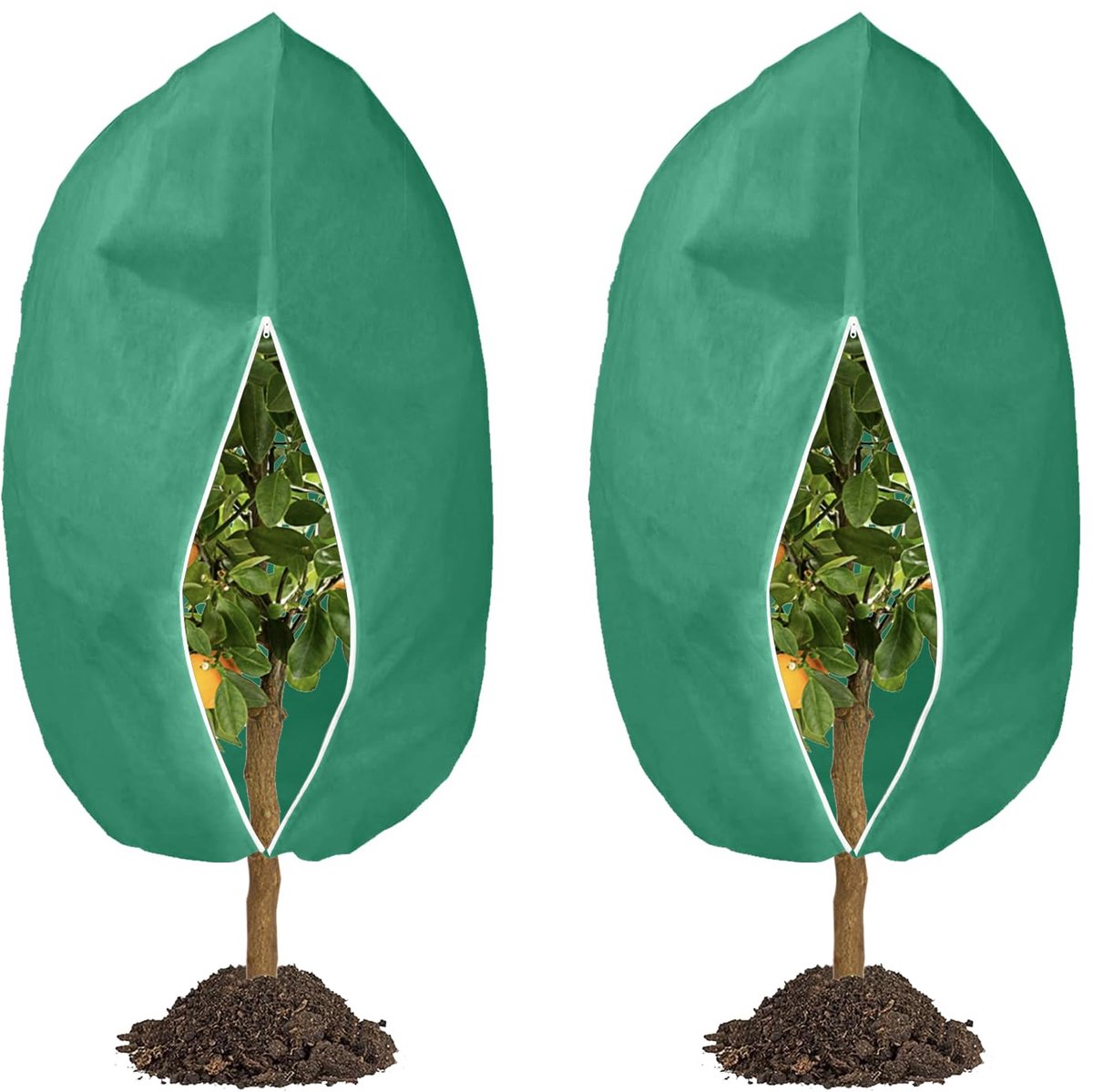Planten Winterbeschermhoes - Herbruikbaar Wintervlies met Rits en Trekkoord - Vorstbescherming voor Buiten Potplanten, Palmen, Olijfbomen - 120 x 178 cm, 70 g/m², 2 Stuks