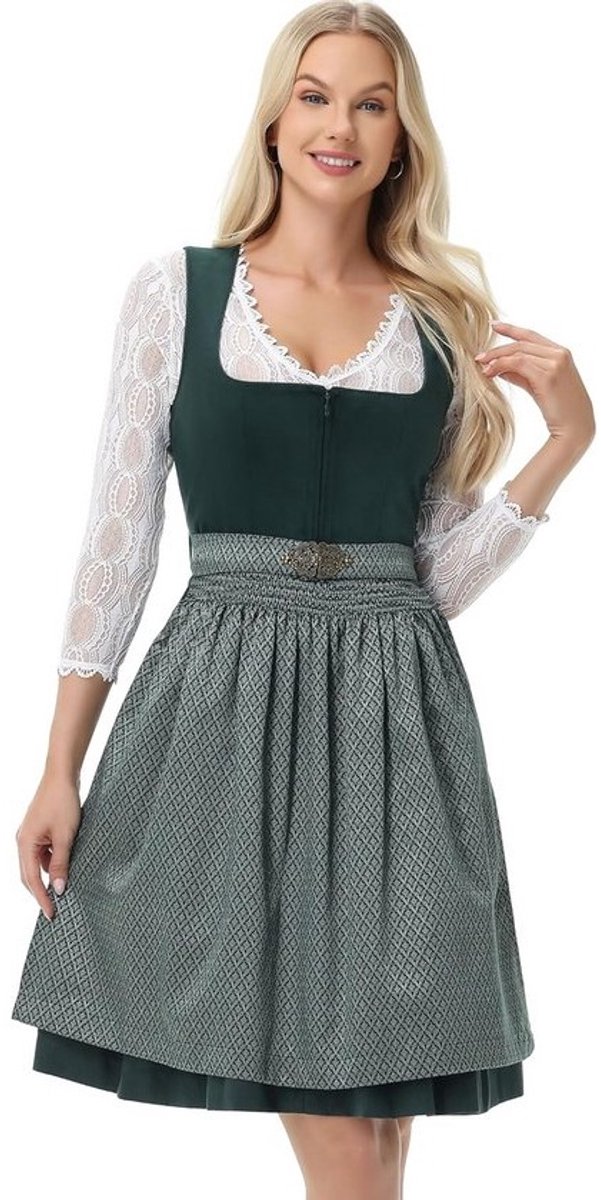 Elegante fluwelen midi-dirndl jurk voor dames - perfecte klederdracht voor Oktoberfest met bloemenpatroon en schort, maat 34-46