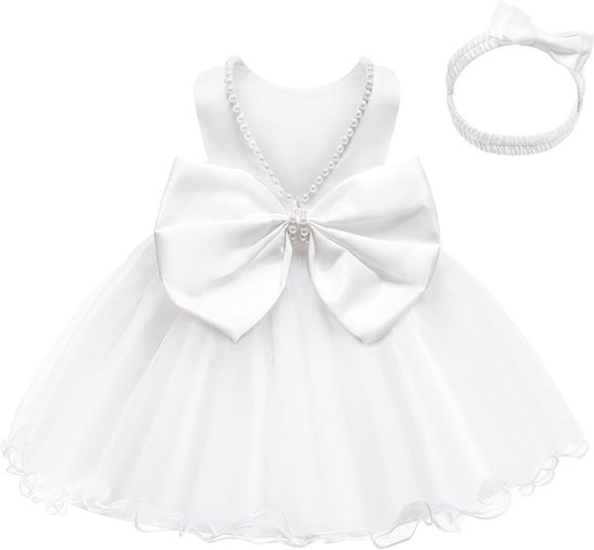 Meisjes Jurk met Ruffles en Kant voor Feestjes en Bruiloften 0-24 Maanden