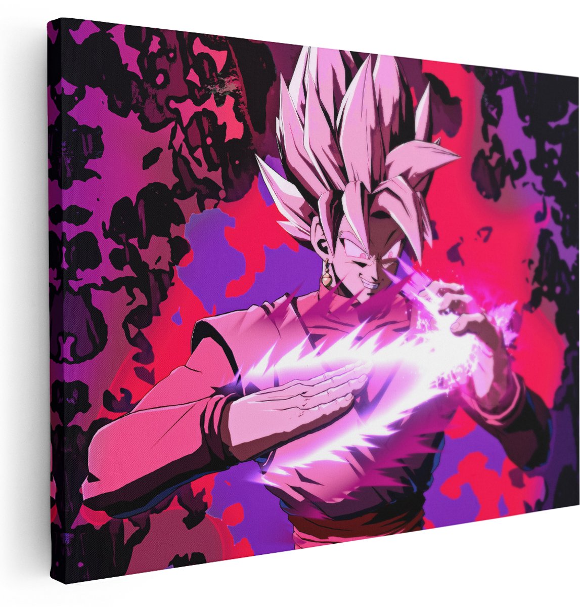 Artaza Canvas Schilderij Dragon Ball Anime - 160x120 cm - Groot - Wanddecoratie Jongenskamer - Muurdecoratie Goku - Decoratie Roze - Kamer Accessoires