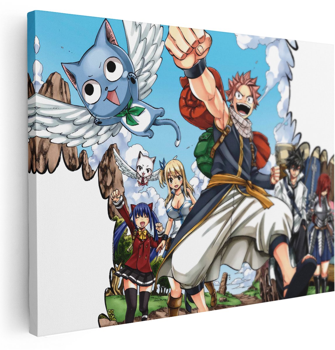 Artaza Canvas Schilderij Anime - 160x120 cm - Groot - Fairy Tail Wanddecoratie Avontuur - Muurdecoratie Manga - Schilderijen Op Canvas