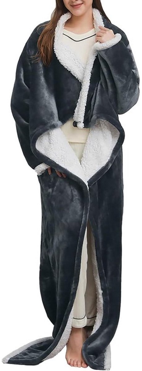 Zelfverwarmende Badjas - Zachte Fleece - Ontspanning Thuis - Ingebouwd Warmtekussen - Met Zakken - Afbeelding Kleur