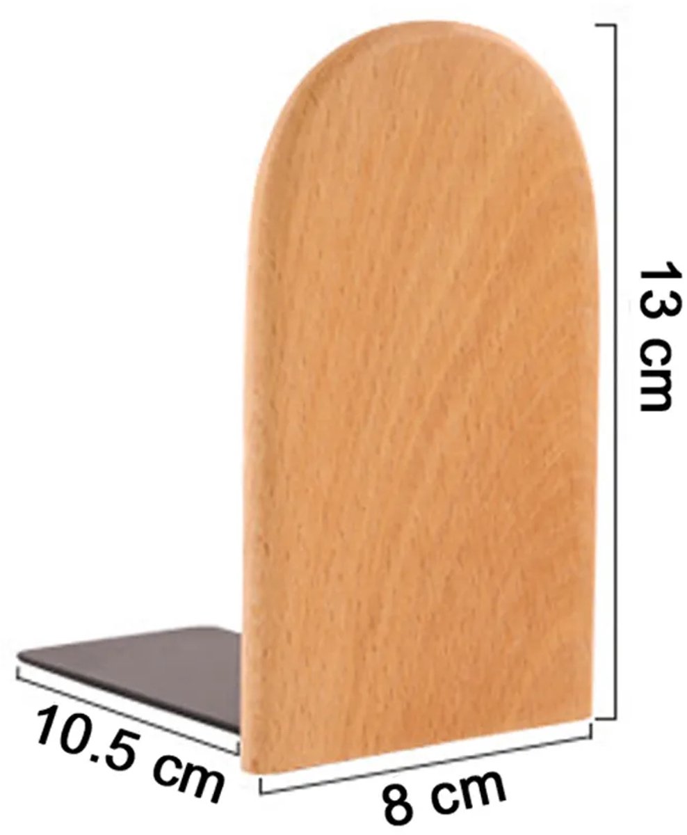 Houten boekensteunen, een paar, antislip, beukenhout.