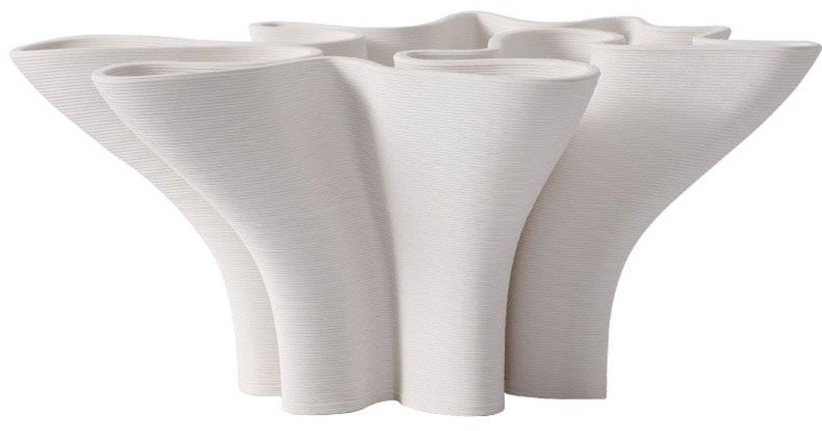 Fugurato Rosa Schaal Wit - Keramiek met 3D-Organische Bloemvorm - Ø27 x H11,5 cm