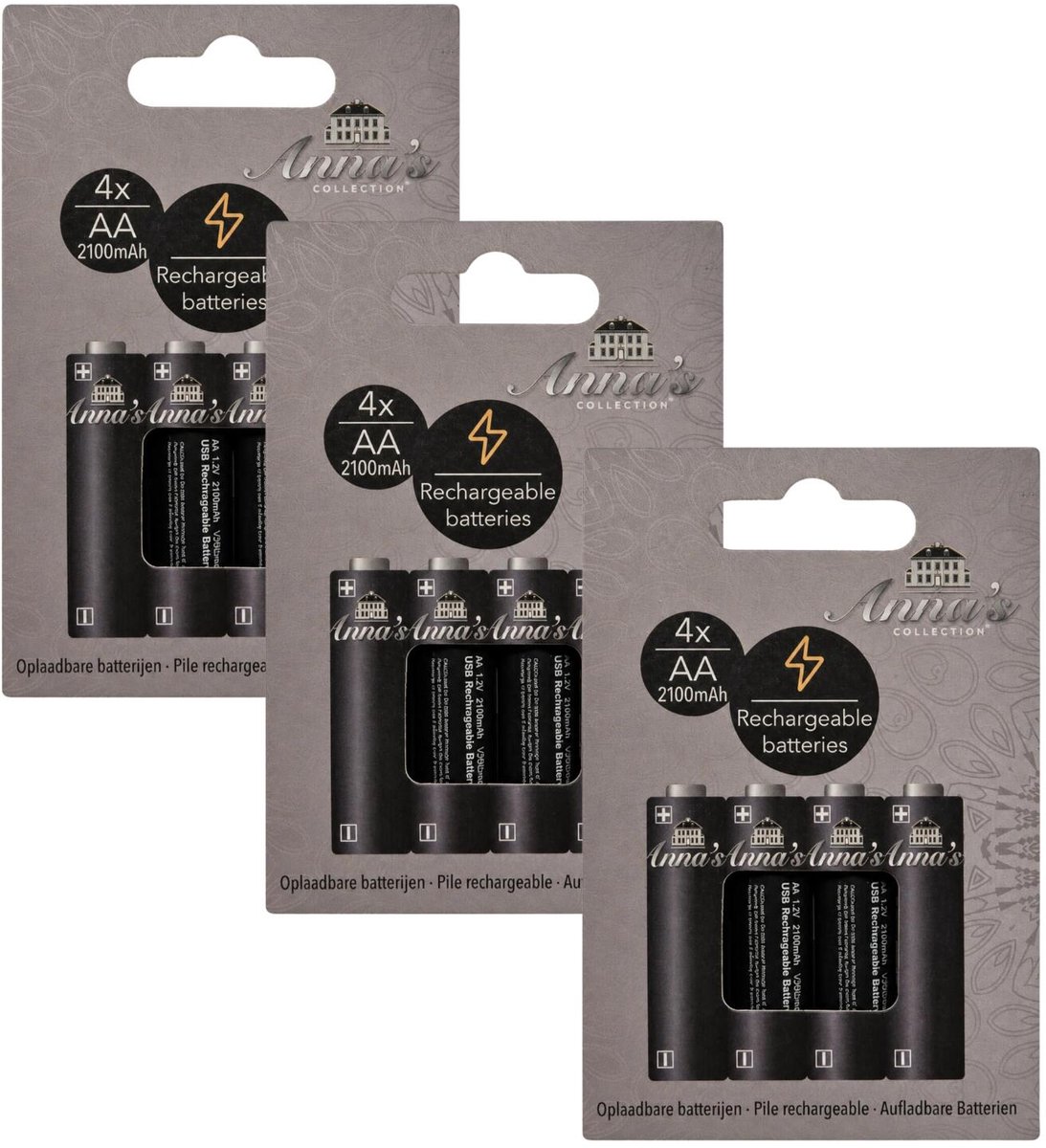 Anna's Collection Oplaadbare batterijen - AA - 12x stuks - 2100 mAh – Herlaadbare batterijen