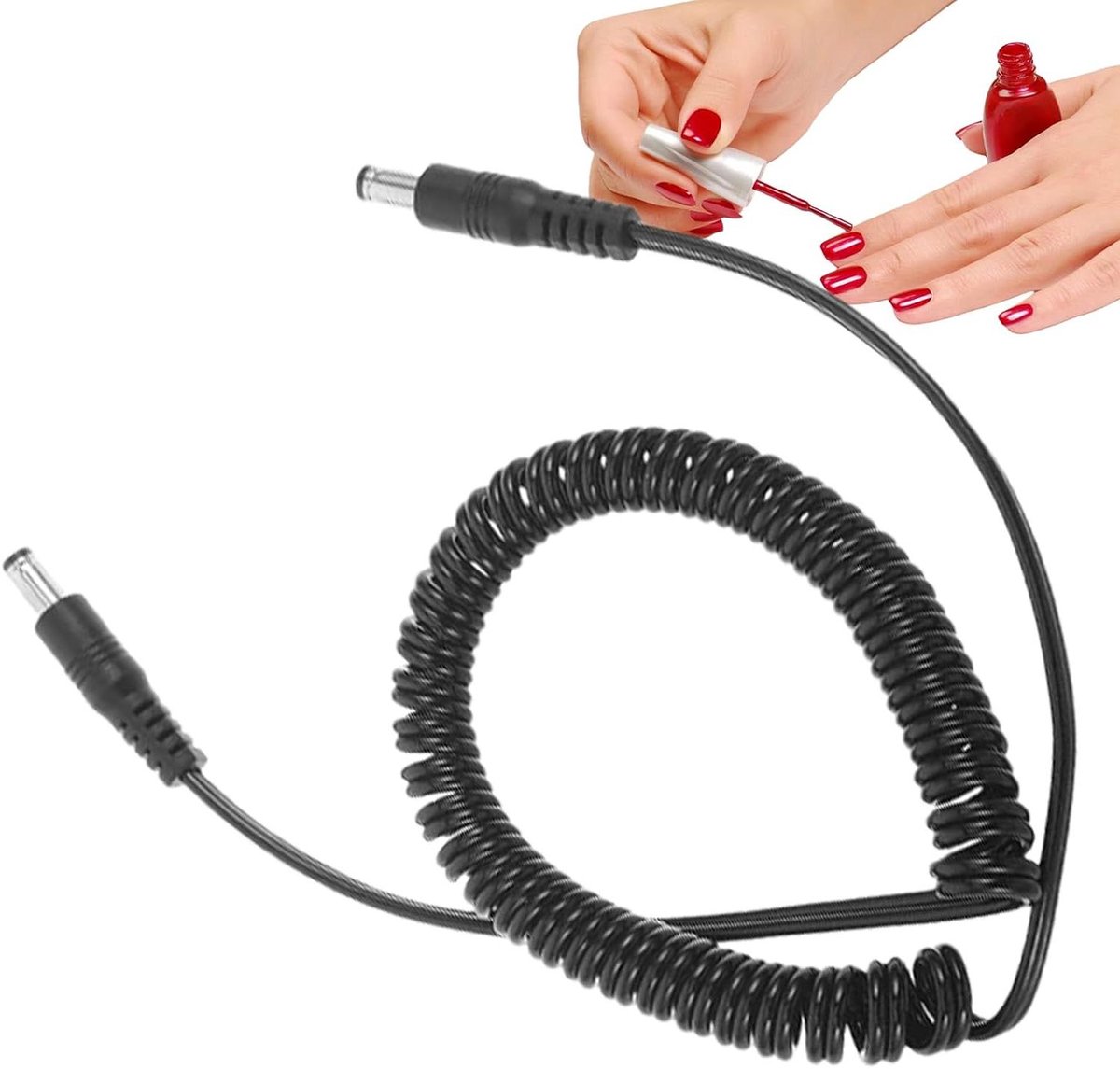 Vervangingskoord Nagelboren - Manicure Kabel - Nagelverzorging Thuis - Lichtgewicht Ontwerp - 60 cm - Zwart