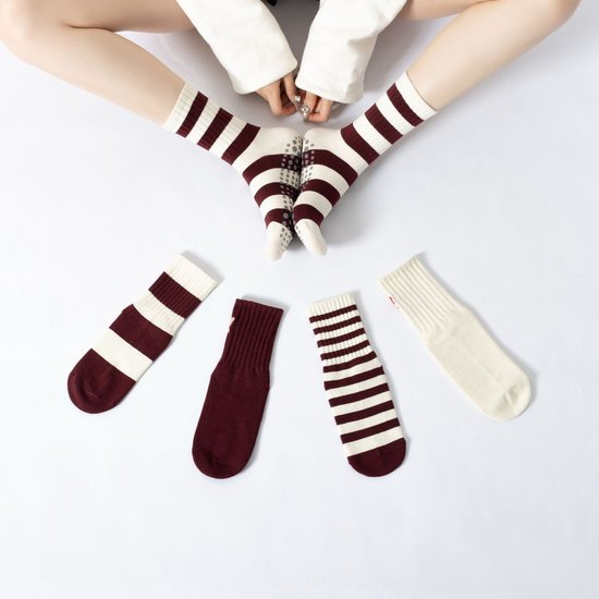 Antislip Pilatessokken voor dames - Verpakking van 3 paar - One size fits all - Antislip en zacht - Geschikt voor Pilatesapparatuur, yoga, fitness en andere oefeningen - Enkellange antislipsokken — afbeelding 3