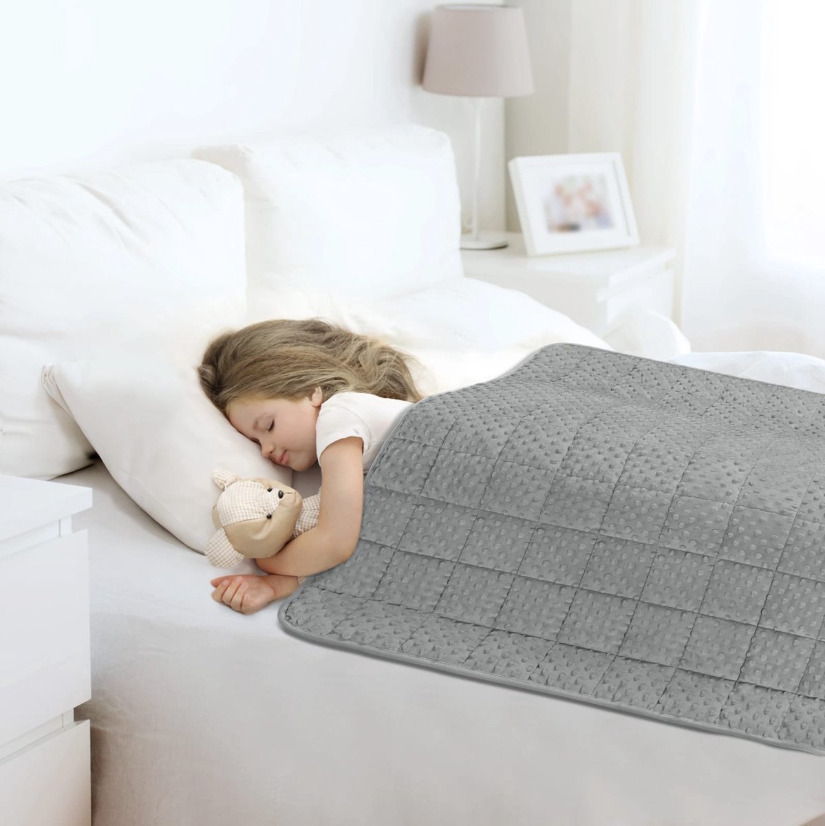 Klarven Gewogen Deken Kinderen 4.5kg - Therapiedeken voor Stressverlichting - Zwaar Deken, Beter Slapen - 105x150cm Grijs