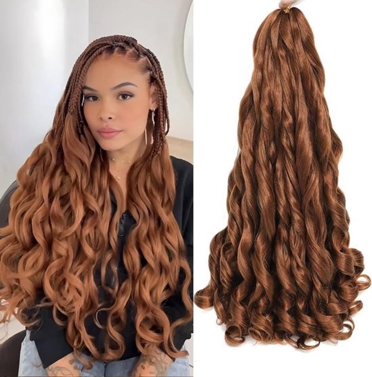 24 Inch French Curls Haar Extensions - Stijlvolle Krullende Vlecht Haar