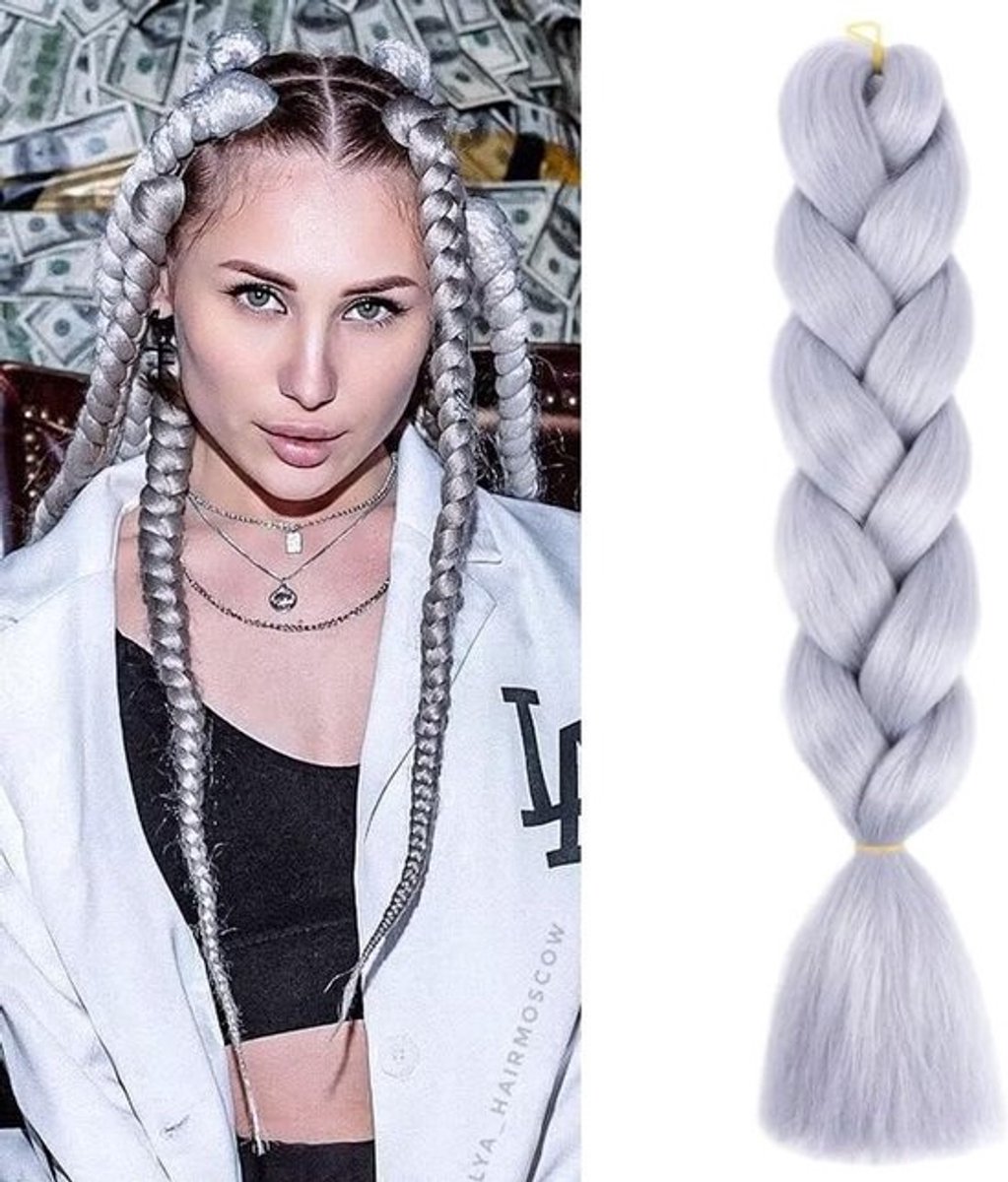 Synthetisch Haar om in te Vlechten Grijs 61 cm - Pre-stretched Extensions