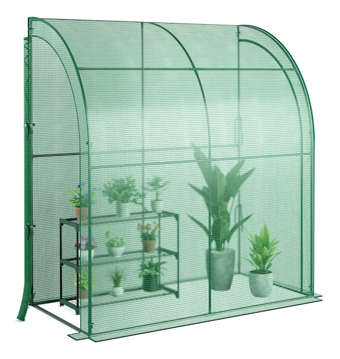 SureDeal® - Tuinier - Foliekas - Bloemenrek Tomatenkas - Roosterfolie Broeikas - Oprolbare Deuren Groen - 200x100x215 cm - Groen