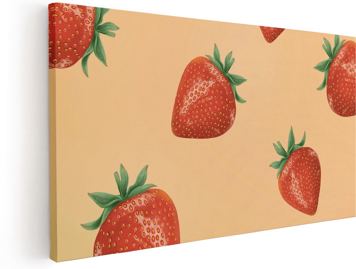 Artaza Canvas Schilderij Fruit - 180x90 cm - Groot - Wanddecoratie Keuken - Muurdecoratie Aardbeien - Schilderijen Op Canvas