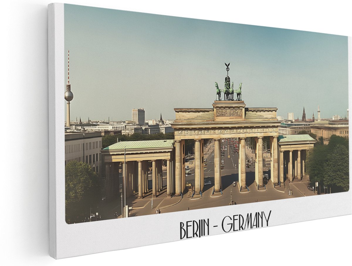 Artaza Canvas Schilderij Brandenburger Tor - 180x90 cm - Groot - Wanddecoratie Berlijn Skyline - Muurdecoratie Duitsland - Schilderijen Op Canvas