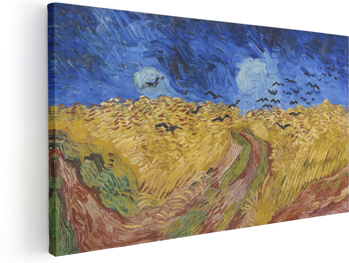 Artaza Canvas Schilderij Van Gogh - 180x90 cm - Groot - Wanddecoratie Natuur - Muurdecoratie Korenveld - Schilderijen Op Canvas Landschap