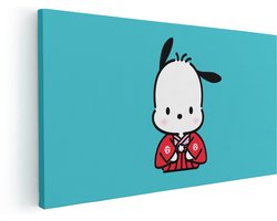 Artaza Canvas Schilderij Hond Kimono - 180x90 cm - Groot - Wanddecoratie Kinderkamer - Muurdecoratie Sanrio Pochacco - Schilderijen Op Canvas Japan