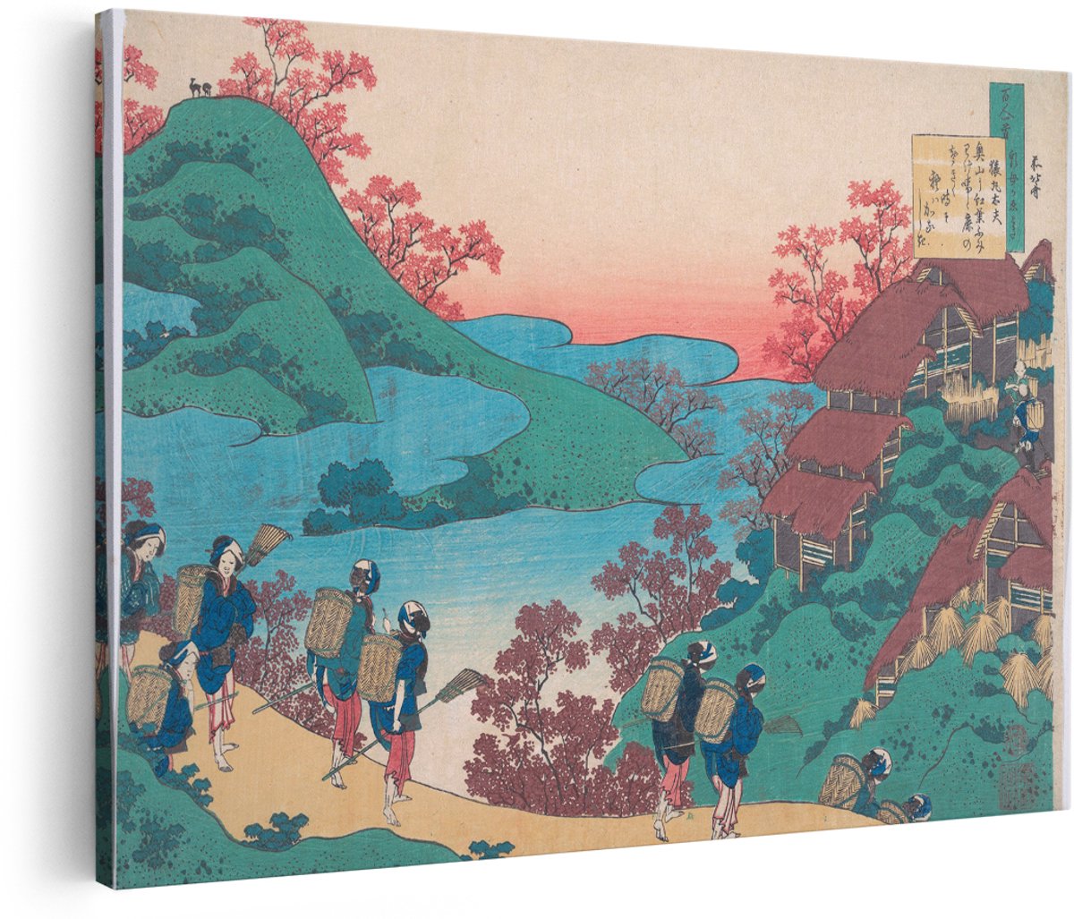Artaza Canvas Schilderij Japans Landschap - 180x120 cm - Groot - Wanddecoratie Japandi - Muurdecoratie Herfst - Schilderijen Natuur Woonkamer