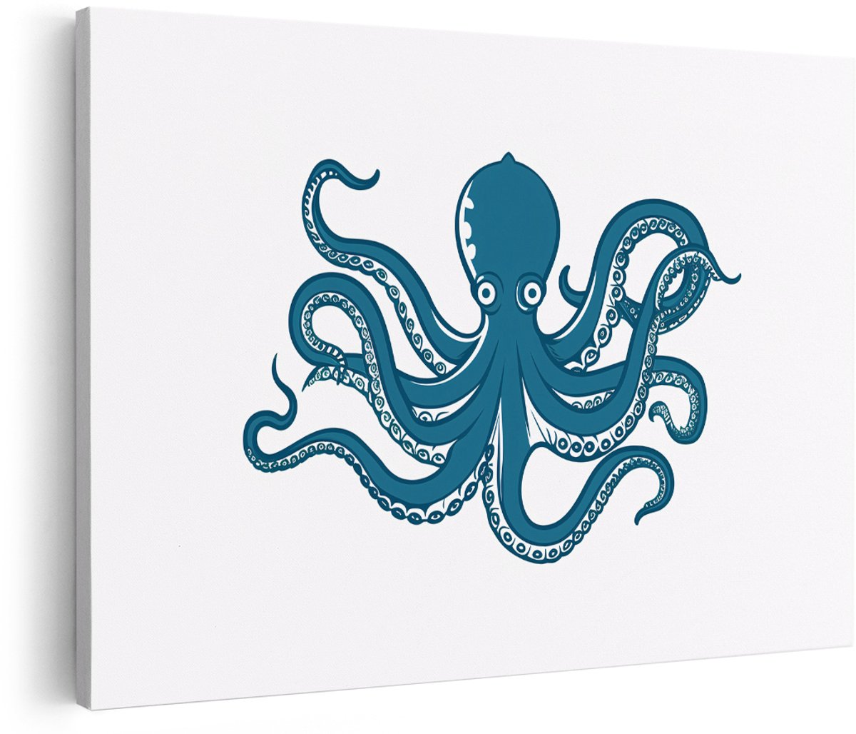 Artaza Canvas Schilderij Octopus - 180x120 cm - Groot - Wanddecoratie Dieren - Muurdecoratie Kinderkamer - Decoratie Blauw - Schilderijen Op Canvas