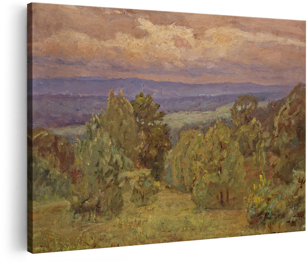 Artaza Canvas Schilderij Landschap - 180x120 cm - Groot - Wanddecoratie Natuur - Muurdecoratie Zonsondergang - Decoratie Bomen - Schilderijen Op Canvas