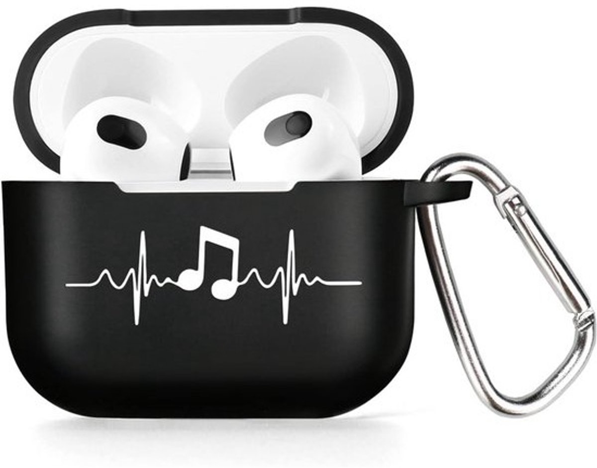 Beschermhoes voor AirPods Pro 3 (2025) met Karabijnhaak - Zwart TPU Hoesje