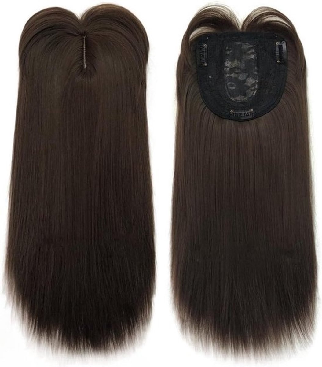 Haarstuk 14 inch Schouderlang Recht Clip-In Toupee voor Volume bij Dunner Haar