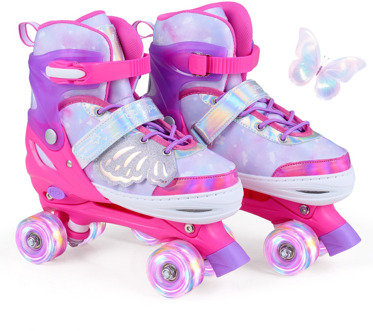 SureDeal® - Sportspeelgoed - Verstelbare Rolschaatsen - Verlichte Wielen Kinderrolschaatsen - 35x11x28 cm - Roze