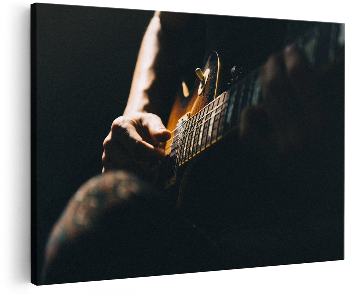 Artaza Canvas Schilderij Man Speelt Gitaar - 180x120 cm - Groot - Foto Op Canvas - Wanddecoratie Woonkamer