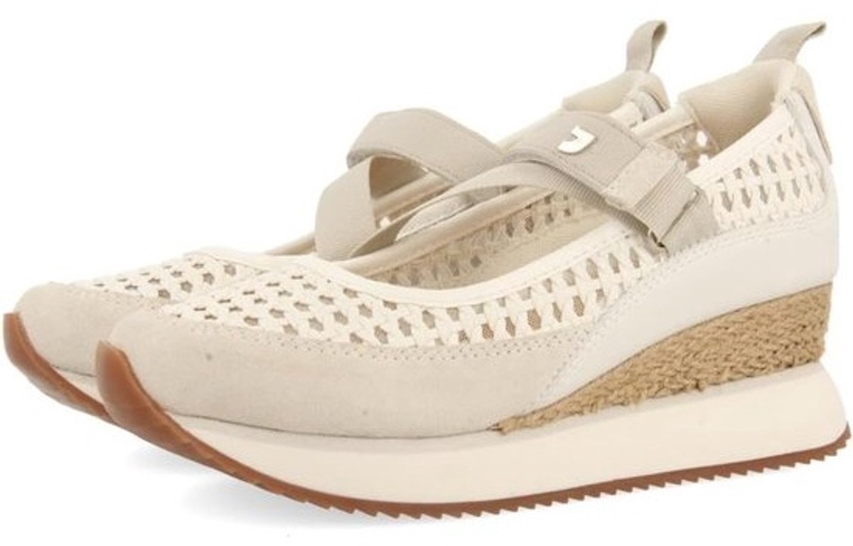 Dames Sandalen - Open Sneakers - Zomerse Stijl - Leren Combinatie - 5.5 cm Hak - Wit