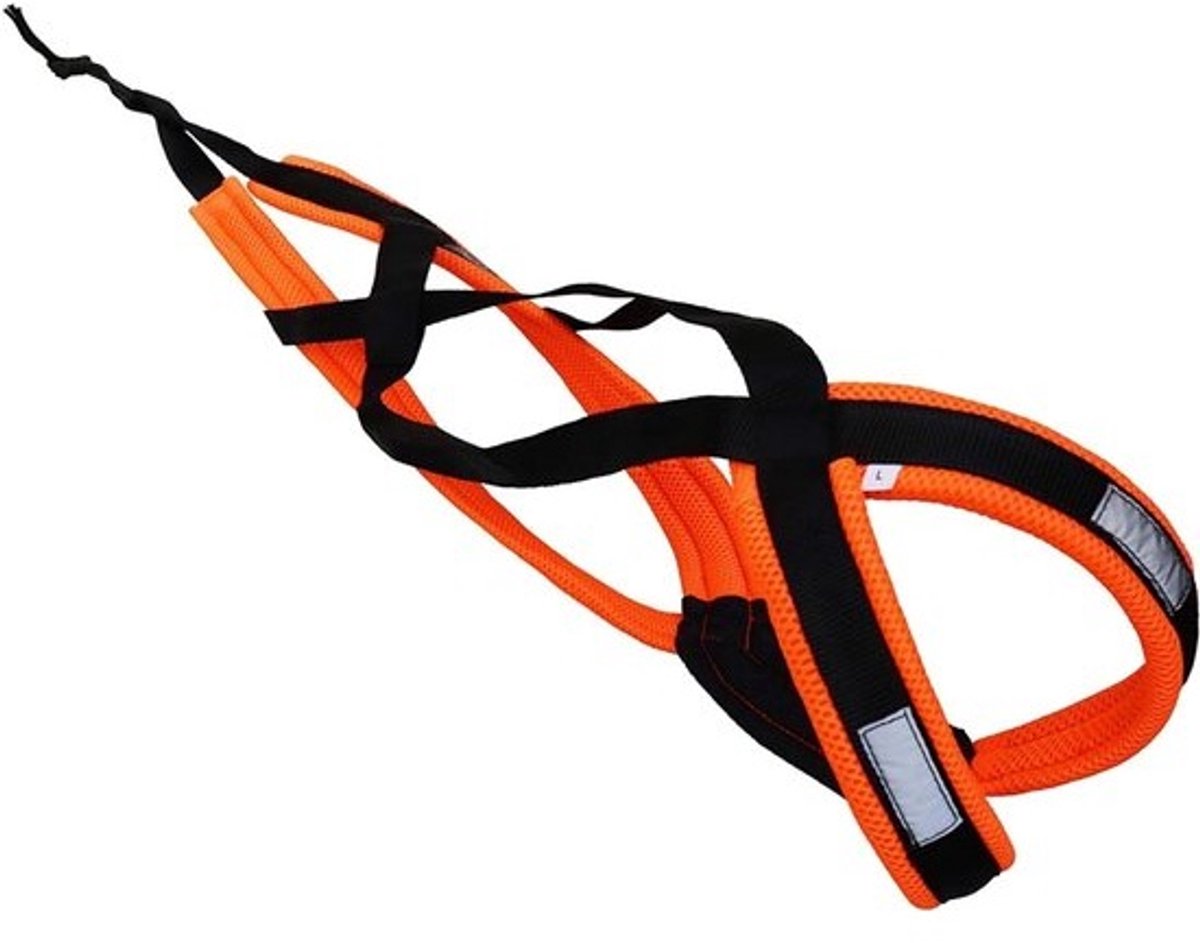 Hondentuig - Trekharnas X Back - Hondensport Activiteiten - Gelijkmatige Drukverdeling - XX-Large - Zwart Neonorange