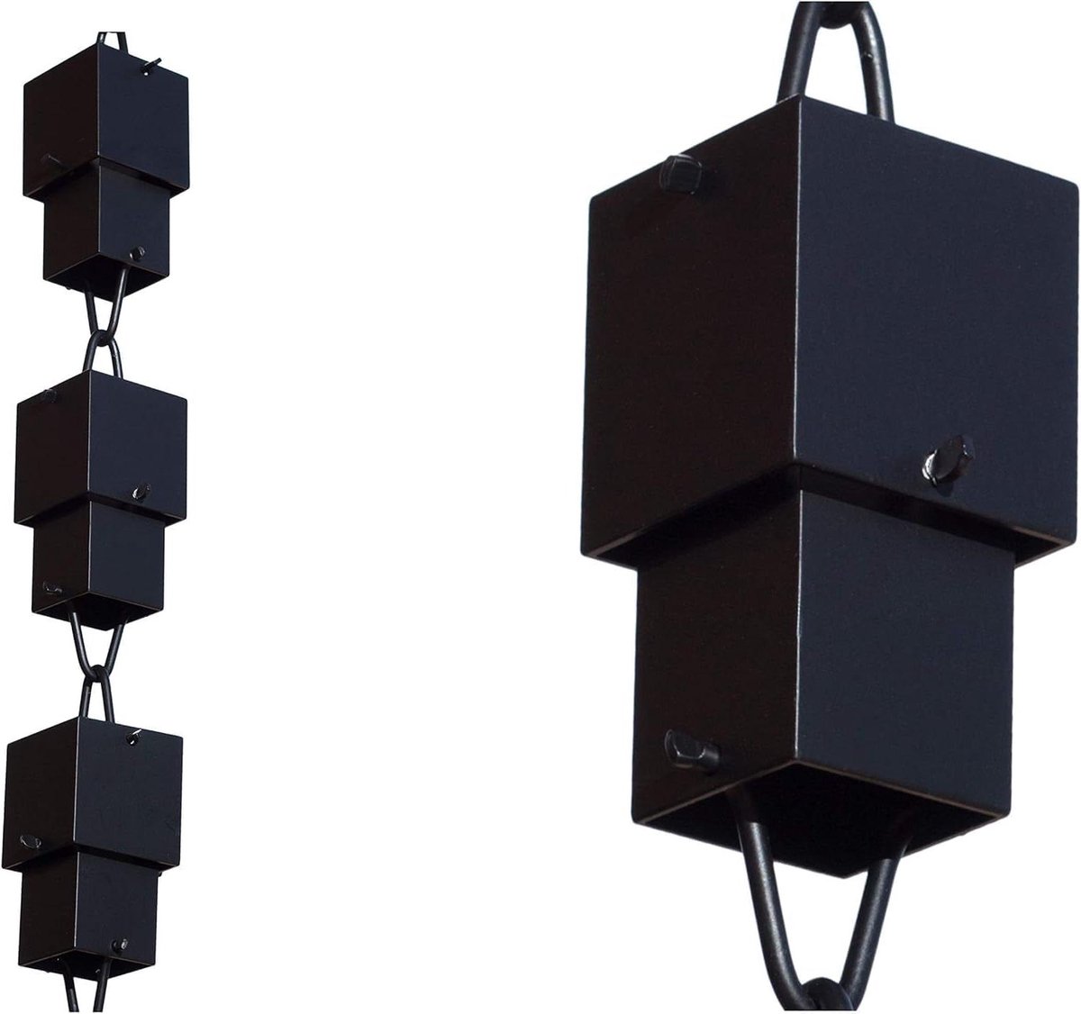 Regenketting - Gootketting - Waterafvoer - Moderne kubusvorm - 259 cm - Zwart
