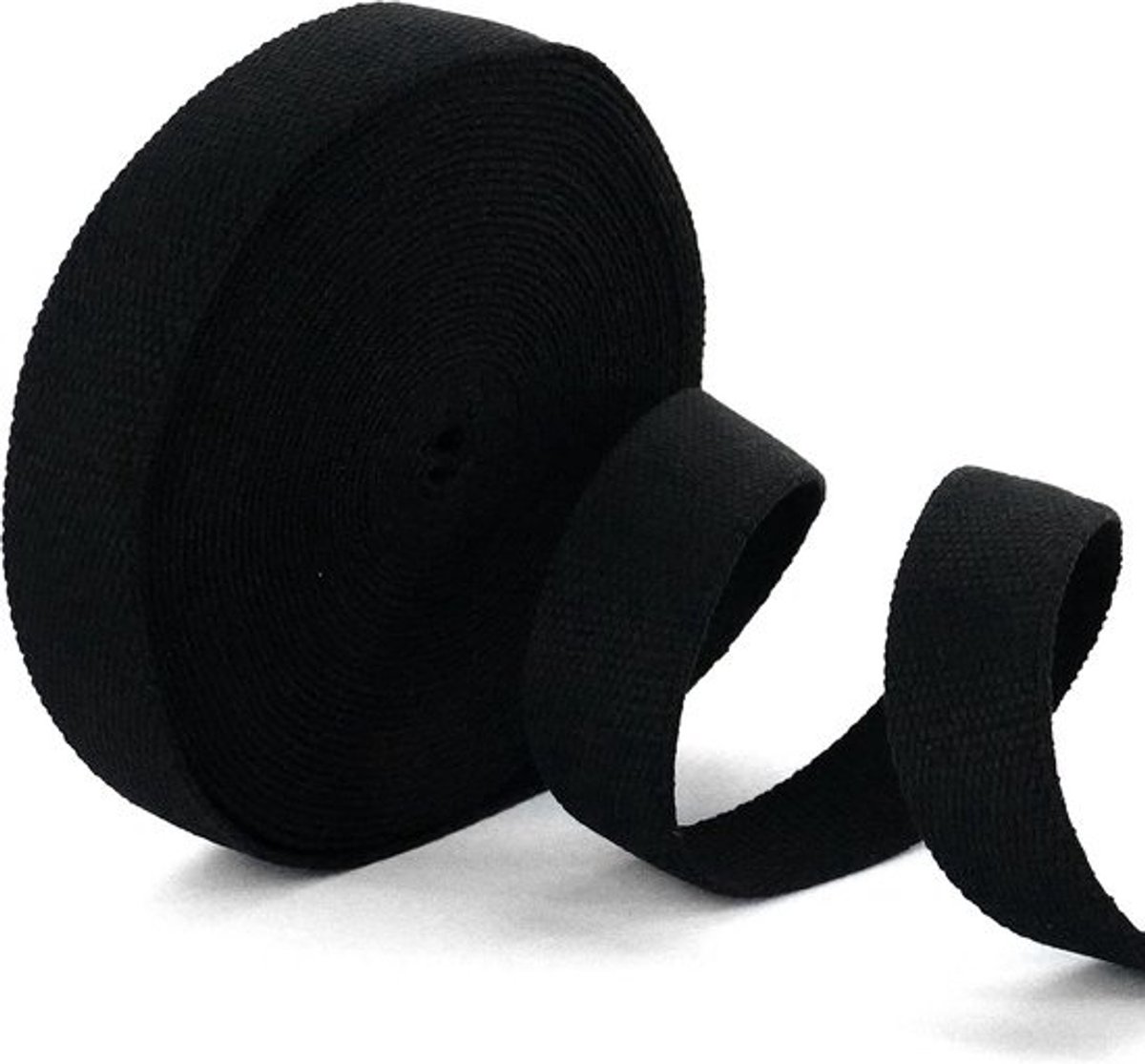 Katoenen Singelband 40mm Zwart 10 meter Rol