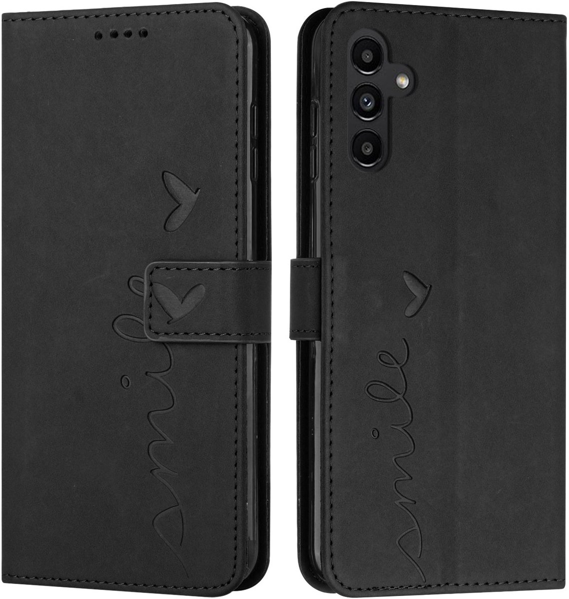 Coverup Hoesje - Geschikt voor Samsung Galaxy S26 FE Hoesje - Coverup Smile Book Case - Zwart