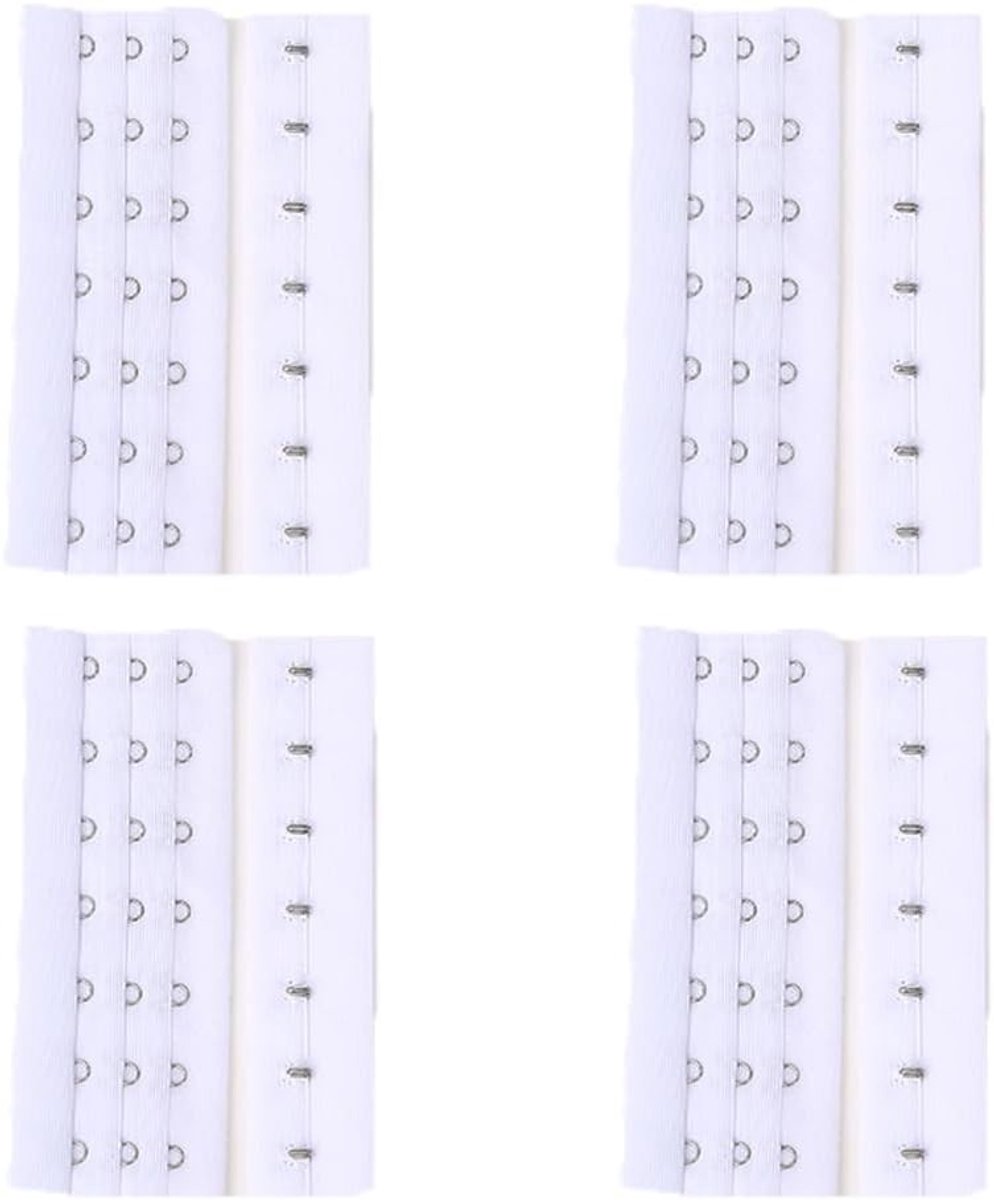 8-delige BH-verlengset met 3 rijen en 7 haken, zachte en comfortabele BH-haken voor dames, vervangbare ondermode en shapewear accessoires in wit