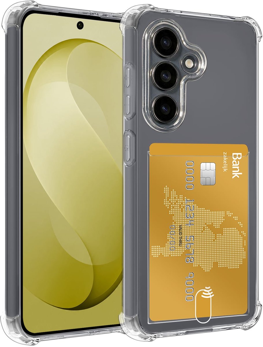 Hoesje - Geschikt voor Samsung Galaxy S26 FE - Met Pashouder en Kaarthouder - Telefoon Hoes Shockproof - Siliconen Case - Back Cover - Shock Proof - Pasjes Houder - Telefoonhoesjes - Transparant